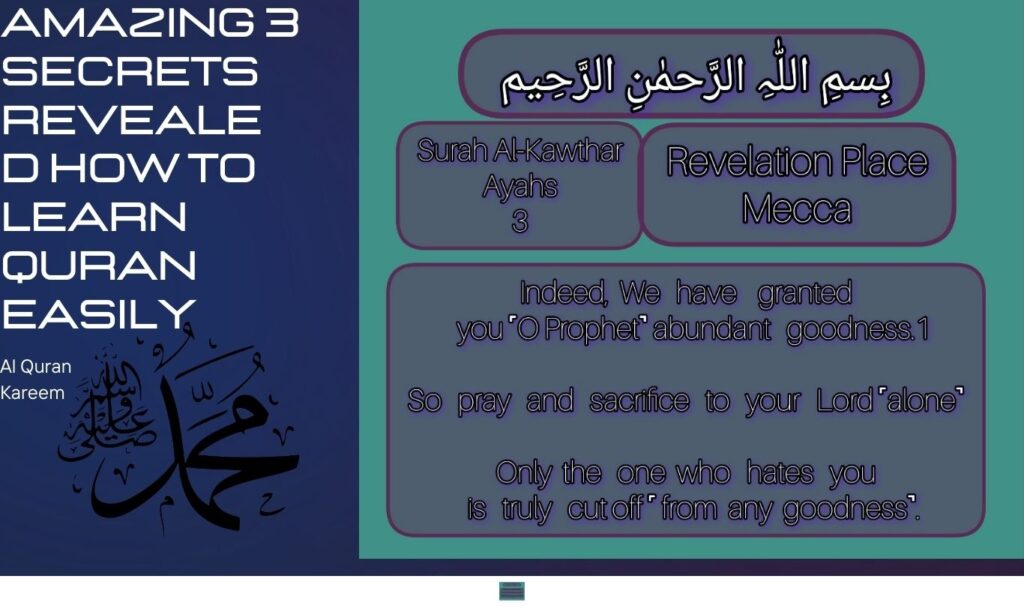 Amazing 3 Secrets revealed How to Learn Quran Easily 